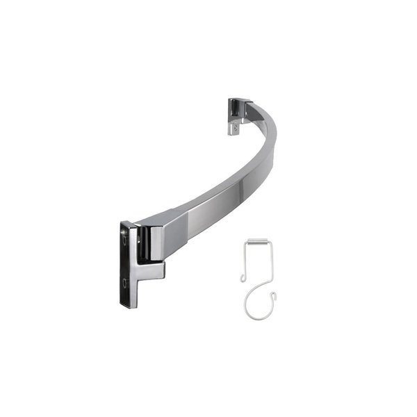 Preferred Bath Accessories Fixed Curved Rectangle Shower Rod With Shower Rings Includes 1pcs of 112-5BP and 1 pcs of 012-BP-SR 0112-BP-SRC